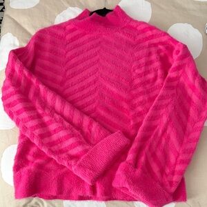Vibrant Pink Chevron Turtleneck Sweater